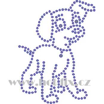 ZP025 - pes nažehlovací potisk z hot-fix kamenů, rozm. cca 6,5x8,8cm barva: kameny barva 101 Crystal /stříbrná