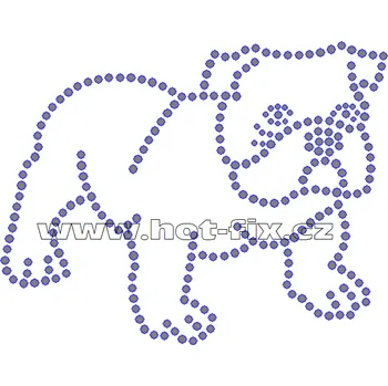 ZP021 - nažehlovací potisk z hot-fix kamenů buldok, rozm. cca 13,1x10,4cm barva: kameny barva 101 Crystal /stříbrná