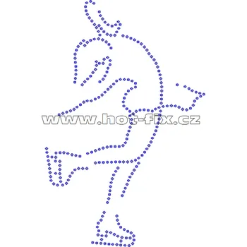 C087 - nažehlovací potisk z hot-fix kamenů krasobruslařka, rozměry cca 11,1x17,1cm barva: kameny barva 101 Crystal /stříbrná