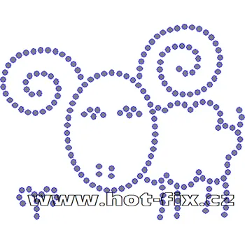 SZ003-01 - znamení zvěrokruhu Beran (21. 3.-20. 4.) hot-fix kamínkový potisk na textil, rozměry cca 12,2x9,8cm barva: kameny barva 101 Crystal /stříbrná