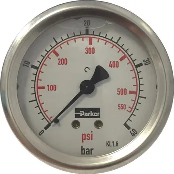 NEREZ glycerinový manometr pro zadní připojení, DN063 0-25bar G1/4" ZV Parker PGC0631025