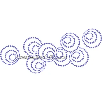 A045 - hot-fix kamínkový potisk na textil abstrakt koule, rozměry cca 23,3x10,3cm barva: kameny barva 101 Crystal /stříbrná