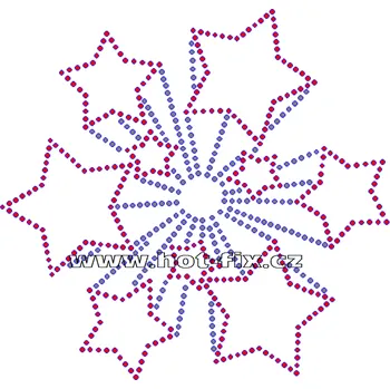 SH004 - nažehlovací potisk z hot-fix kamínků hvězda, rozměry cca 14,2x13,5cm barva: polobroušené kameny barva 101 Crystal /stříbrná a 103 Siam /červená
