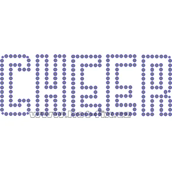 C097 - cheer nažehlovací potisk na textil z hot-fix kamenů, rozměry cca 14,4x5,2cm barva: kameny barva 101 Crystal /stříbrná