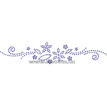 O045 - ornament nažehlovací aplikace na textil z hot-fix kamenů, rozměry cca 19,8x4,2cm barva: kameny barva 101 Crystal /stříbrná