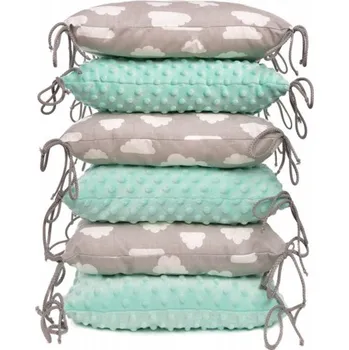 T-TOMI Polštářkový mantinel 35 x 35 cm/6 ks, Grey/White Clouds