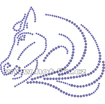 ZK011-B - kůň nažehlovací hot-fix kamínkový potisk na textil, rozměry cca 12,9x11,2cm barva: kameny barva 101 Crystal /stříbrná