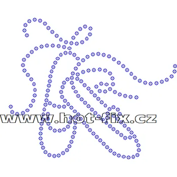 C014 - baletmí špičky nažehlovací hot-fix kamínková aplikace na textil, rozměry cca 8,7x7,4cm barva: kameny barva 101 Crystal /stříbrná