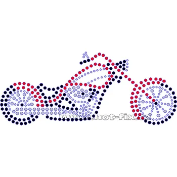 M002 - chopper nažehlovací hot-fix kamínková aplikace na textil, rozměry cca 16,3x6,9cm barva: polobroušené kameny barva 101 Crystal /stříbrná+124 Jet /černá+103 Siam /červená
