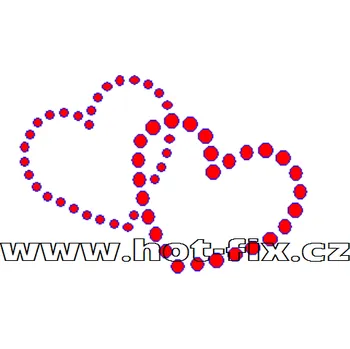 SB017-A - dvě srdíčka hot-fix nažehlovací potisk na textil, rozměry cca 5,8x4,0cm barva: polobroušené kameny barva 103 Siam /červená