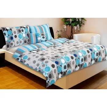 Povlečení České povlečení Petra tyrkysová 140 x 220, 70 x 90 cm knoflík