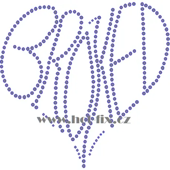 SB031 - srdce broked hot-fix kamínková aplikace na textil, rozměry cca 15,5x13,6cm barva: kameny barva 101 Crystal /stříbrná