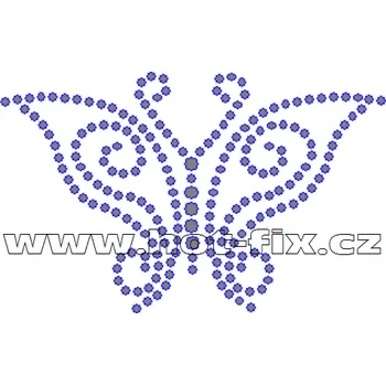 ZM023 - nažehlovací potisk z hot-fix kamenů motýl, rozm. cca 8,0x5,0cm barva: kameny barva 101 Crystal /stříbrná