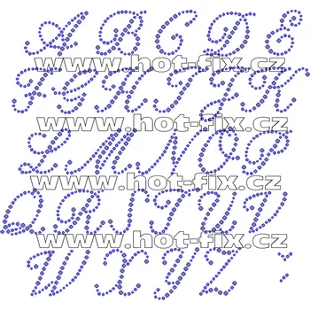 nažehlovací hot-fix kamínkový potisk na textil písmena abecedy, výška cca 3,4-3,9cm barva kamenů - písmena: polobroušené kameny barva 101 Crystal /stříbrná, písmeno: písmeno W