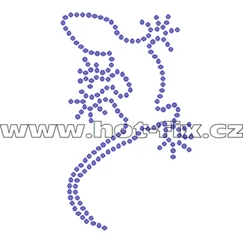 ZH008 - ještěrka nažehlovací potisk z hot-fix kamenů, rozměry cca 5,6x9,1cm barva: kameny barva 101 Crystal /stříbrná