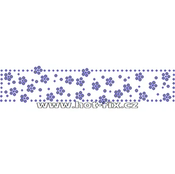 O019-A - kytičkový pás nažehlovací aplikace na textil hot-fix kameny, rozměry cca 16,3x3,6cm barva: kameny barva 101 Crystal /stříbrná