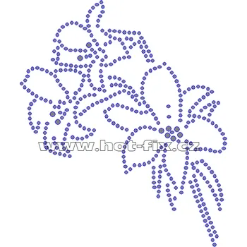 K042 - lilie nažehlovací potisk z hot-fix kamenů, rozměry cca 10,9x12,9cm barva: kameny barva 101 Crystal /stříbrná