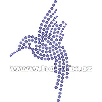 ZE014 - nažehlovací potisk z hot-fix kamenů kolibřík, rozm. cca 6,0x10,0cm barva: kameny barva 101 Crystal /stříbrná