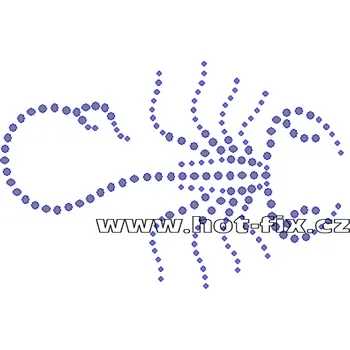 ZL001 - nažehlovací potisk z hot-fix kamenů štír, rozm. cca 12,5x8,3cm barva: kameny barva 101 Crystal /stříbrná