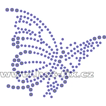 ZM012-P - nažehlovací potisk z hot-fix kamenů motýl, rozměry cca 8,5x7,6cm barva: kameny barva 101 Crystal /stříbrná