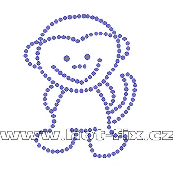 ZO001 - opice nažehlovací potisk z hot-fix kamenů, rozměry cca 5,6x7,1cm barva: kameny barva 101 Crystal /stříbrná
