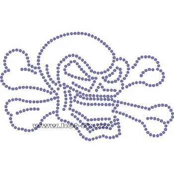 SL011 - nažehlovací potisk z hot-fix kamenů lebka, rozm. cca 23,6x14,9cm barva: kameny barva 101 Crystal /stříbrná