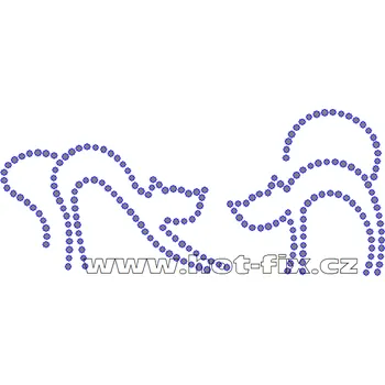 ZA010 - kočky nažehlovací hot-fix kamínkový potisk na textil, cca rozměry 16,9x7,4cm barva: kameny barva 101 Crystal /stříbrná