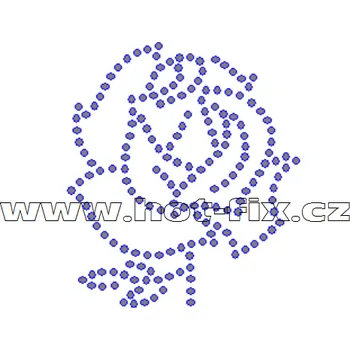 K065 - růže nažehlovací aplikace z hot-fix kamenů, rozměry cca 5,6x6,5cm barva: kameny barva 101 Crystal /stříbrná