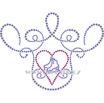 C145 - erb krasobruslení hot-fix nažehlovací kamínková aplikace na textil, rozměry cca 20,1x15,9cm barva: polobroušené kameny barva 101 Crystal /stříbrná a 103 Siam /červená