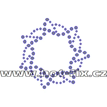 O023 - ornament nažehlovací potisk na textil z hot-fix kamenů, rozměry cca 6,1x6,2cm barva: kameny barva 101 Crystal /stříbrná