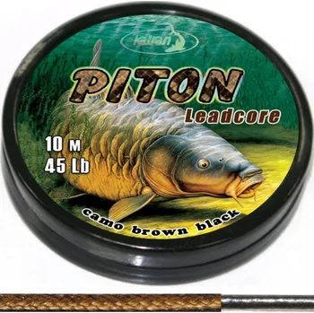 Katran Šňůra s olověným jádrem Lead core PITON camo brown black 45lb 10m