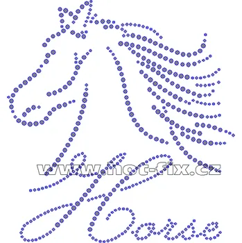 ZK018 - horse nažehlovací potisk z hot-fix kamenů, rozměry cca 14,9x15,9cm barva: kameny barva 101 Crystal /stříbrná