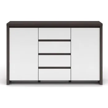 Komoda BRW Kaspian KOM2D4S wenge/bílý vysoký lesk