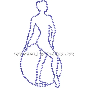 C062 - nažehlovací potisk z hot-fix kamenů gymnastka, rozm. cca 6,5x13,5cm barva: kameny barva 101 Crystal /stříbrná