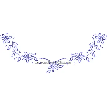 OV015 - výstřih nažehlovací hot-fix kamínková aplikace na textil, rozměry cca 30,0x11,5cm barva: kameny barva 101 Crystal /stříbrná