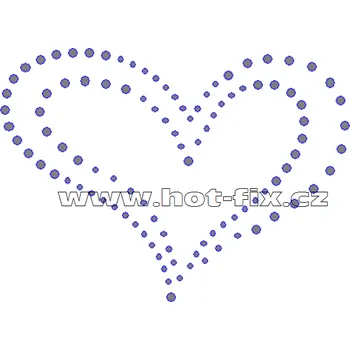 SB007 - srdce hot-fix nažehlovací kamínkový potisk na textil, rozměry cca 11,0x8,0cm barva: kameny barva 101 Crystal /stříbrná