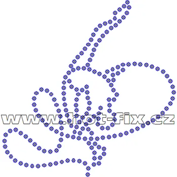 C070 - nažehlovací potisk z hot-fix kamenů gymnastka se stuhou, rozm. cca 7,9x8,0cm barva: kameny barva 101 Crystal /stříbrná