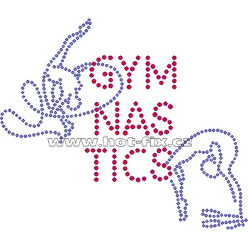 C071 - nažehlovací potisk z hot-fix kamínků gymnastics, rozměry cca 15,7x13,4cm barva: polobroušené kameny barva 101 Crystal /stříbrná a 103 Siam /červená
