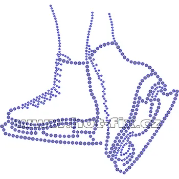 C105 - nažehlovací potisk z hot-fix kamenů brusle, rozm. cca 16,2x15,3cm barva: kameny barva 101 Crystal /stříbrná