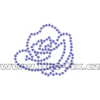 K020 - růže nažehlovací aplikace z hot-fix kamenů, rozměry cca 5,0x4,5cm barva: kameny barva 101 Crystal /stříbrná