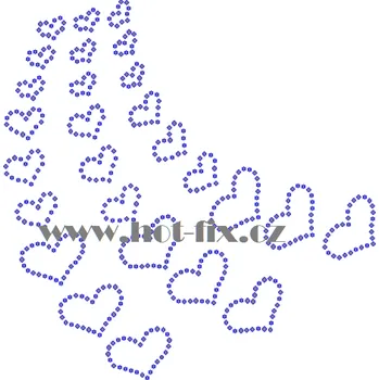 SB033 - srdce pásy hot-fix kamínková aplikace na textil, rozměry cca 23,3x21,5cm barva: kameny barva 101 Crystal /stříbrná