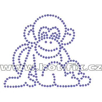 ZO006 - opice hot-fix nažehlovací kamínkový potisk na tričko, rozměry cca 8,7x7,3cm barva: kameny barva 101 Crystal /stříbrná