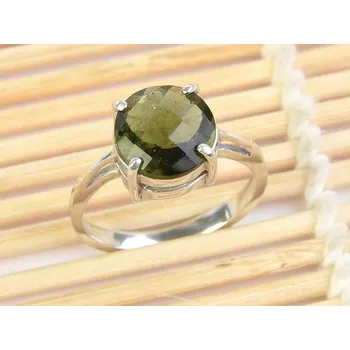 Prsten Vltavín prsten kulatý 10mm checker top brus Ag 925/1000