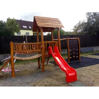 Dětské hřiště Monkey's sestava se skluzavkou z akátu IV. - s mostem a šplháním