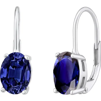 Náušnice Stříbrné náušnice s oválným syntetickým safírem