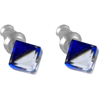 Náušnice Náušnice se Swarovski Elements kostka Bermuda Blue 6 mm