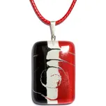 Skleněný přívěsek obdélníkový červený SARAH P0908