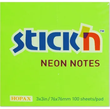 Samolepící bloček Samolepící bloček HOPAX neon 76x76mm 100 listů zelený