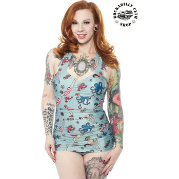 Dámské plavky Dámské plavky Sourpuss Tattooed Divers Swimsuit - velikost S