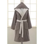 Dámský krátký župan LEAF s kapucí - Hnědá, S, Soft Cotton